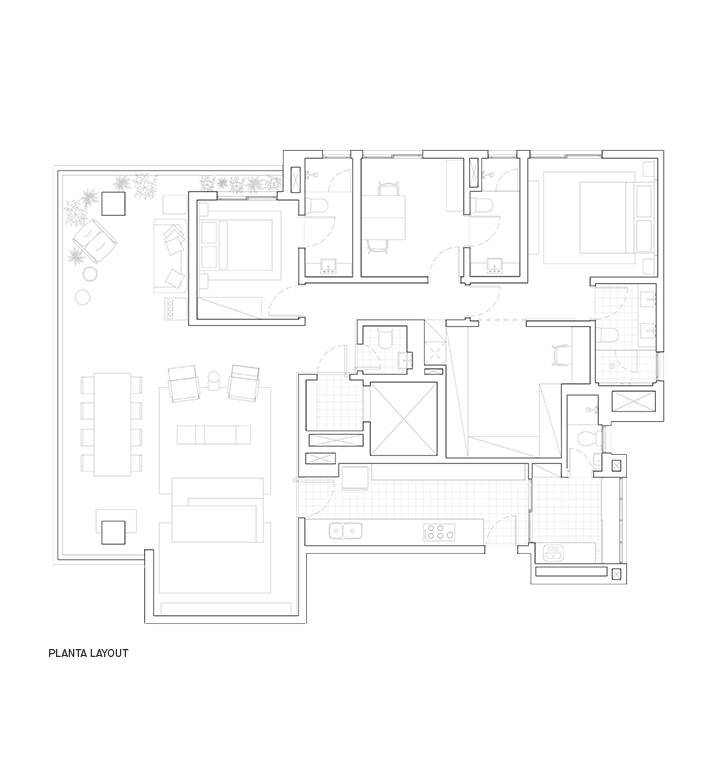 Planta de layout do Apartamento Vértice